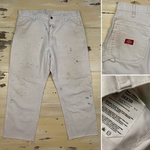 90s old dickies W32 ホワイトダブルニーバギーワークパンツ