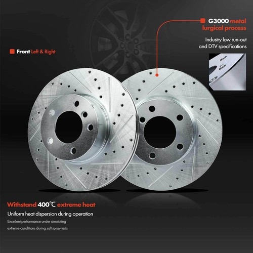 Front & Rear Drilled Brake Rotor & Ceramic Brake Pad for BMW 328i 330i 428i 430i