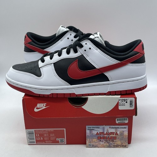 Size 11 - Nike Dunk Low White Black Red Leather (FD9762-061