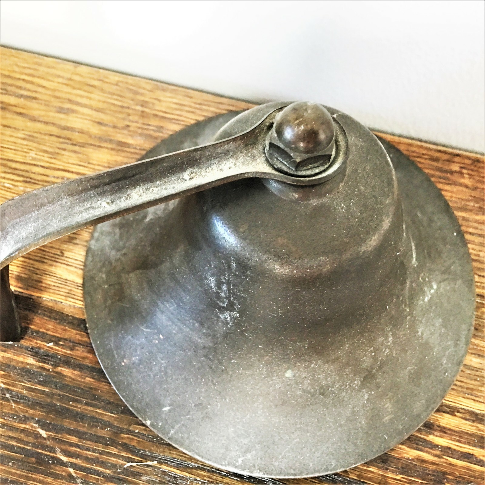 Antique Cast Iron Bell Heavy Bell Rare Side Handle Large Clapper