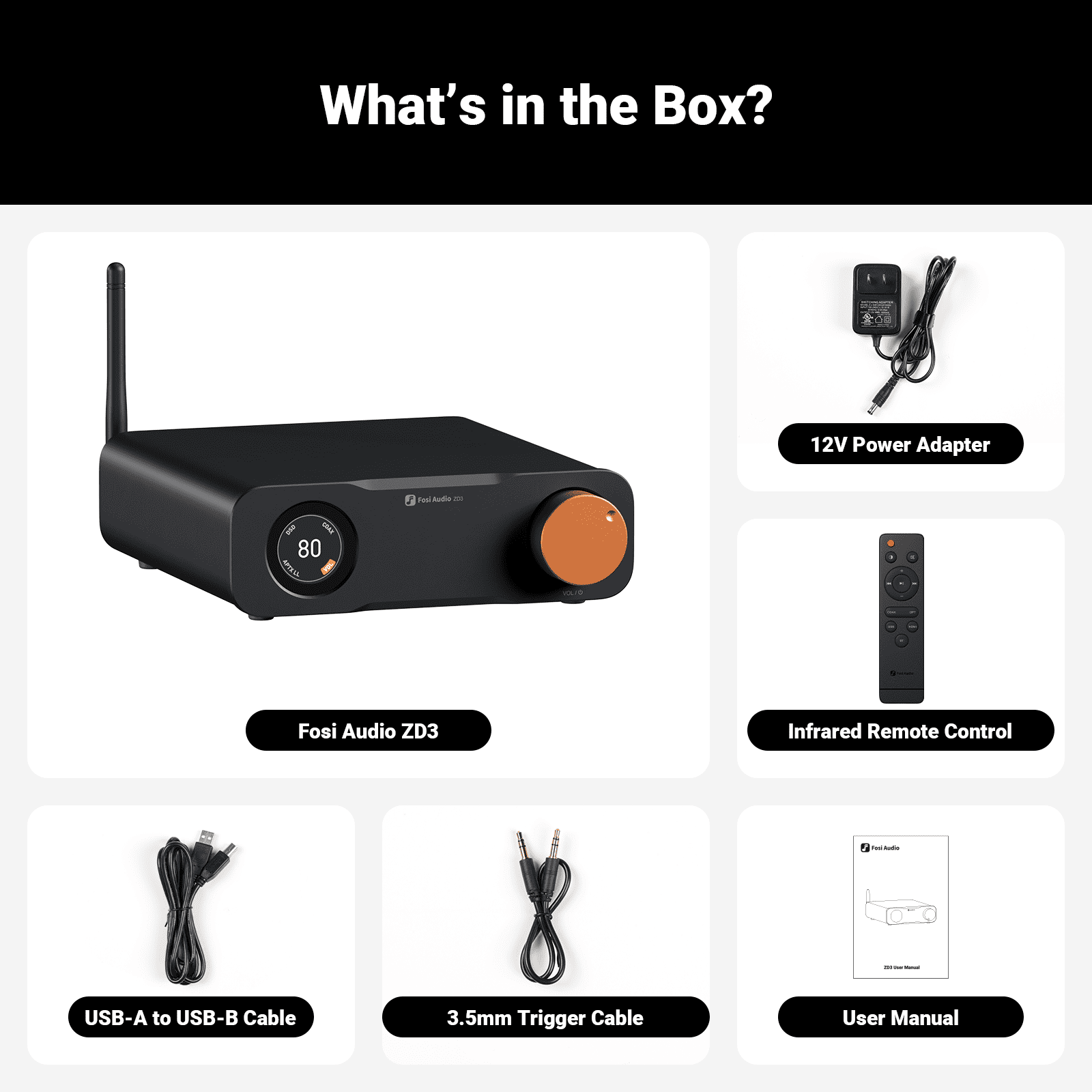 Fosi Audio ZD3 Fully Balance Desktop DAC Integrated Amp Converter with ES9039Q2M