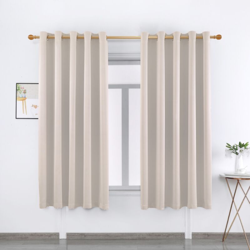Pair Ready Made Thick Blackout Curtains Thermal Ring Top Eyelet Or Pencil Pleat