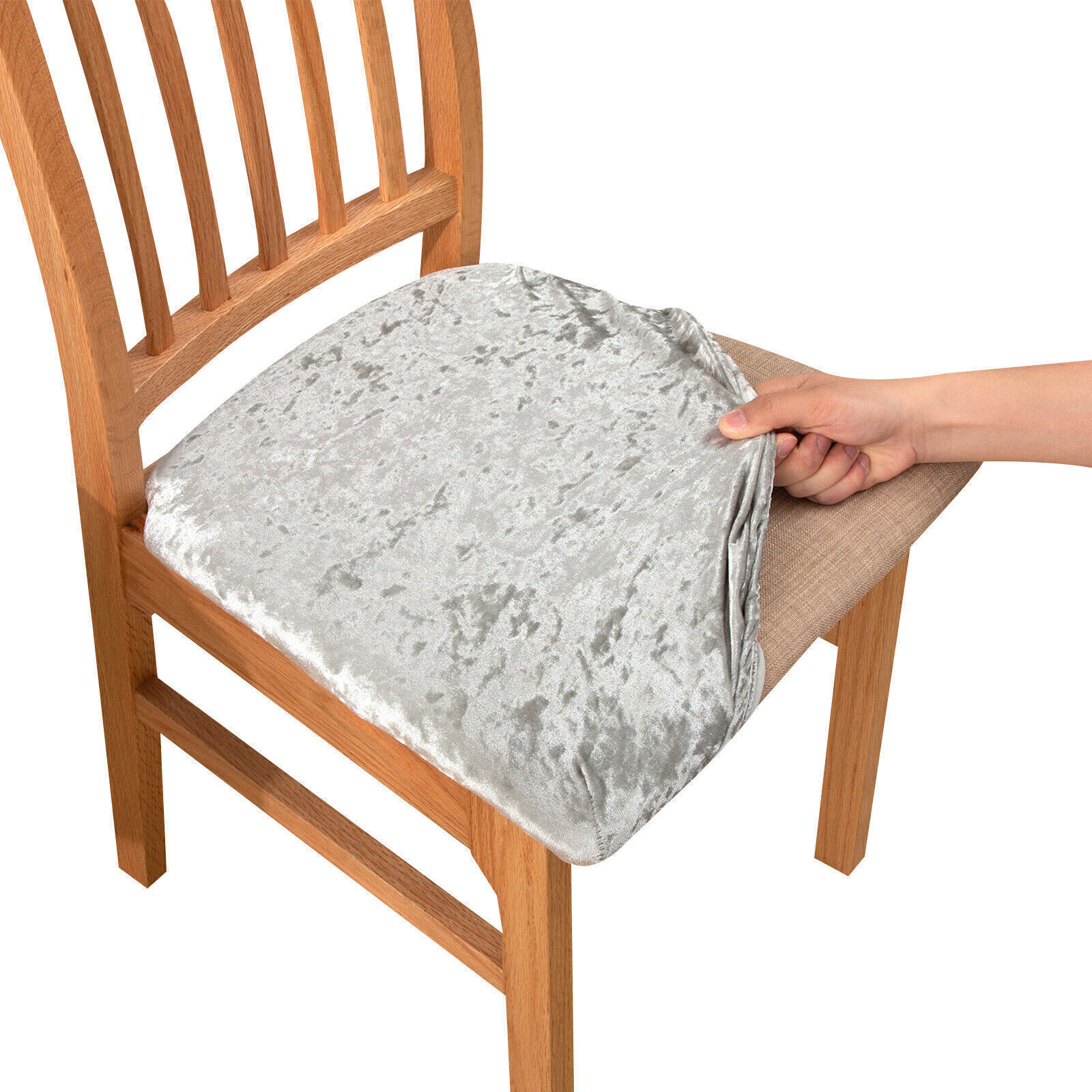 Stretch Crushed Velvet Dining Chair Covers Bar Stool Cover Seat Cushion Cover