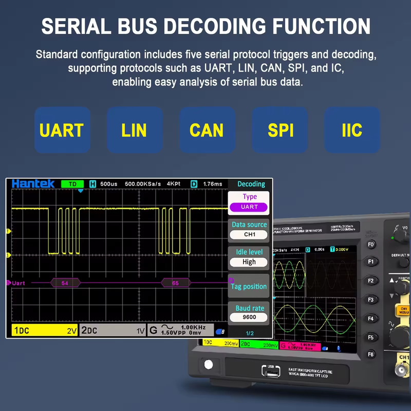 DSO2C35/DSO2D50 Lab Digital Oscillator 200/350/500MHZ， 2CH/2CH+1CH ，2GSa/s 80K U