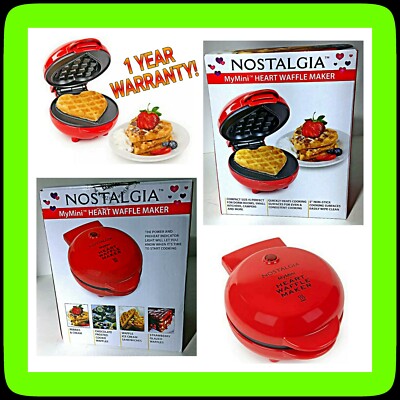   NOSTALGIA MyMini HEART 5'' Waffle Maker Red   NEW Thanksgiving Christmas Gift