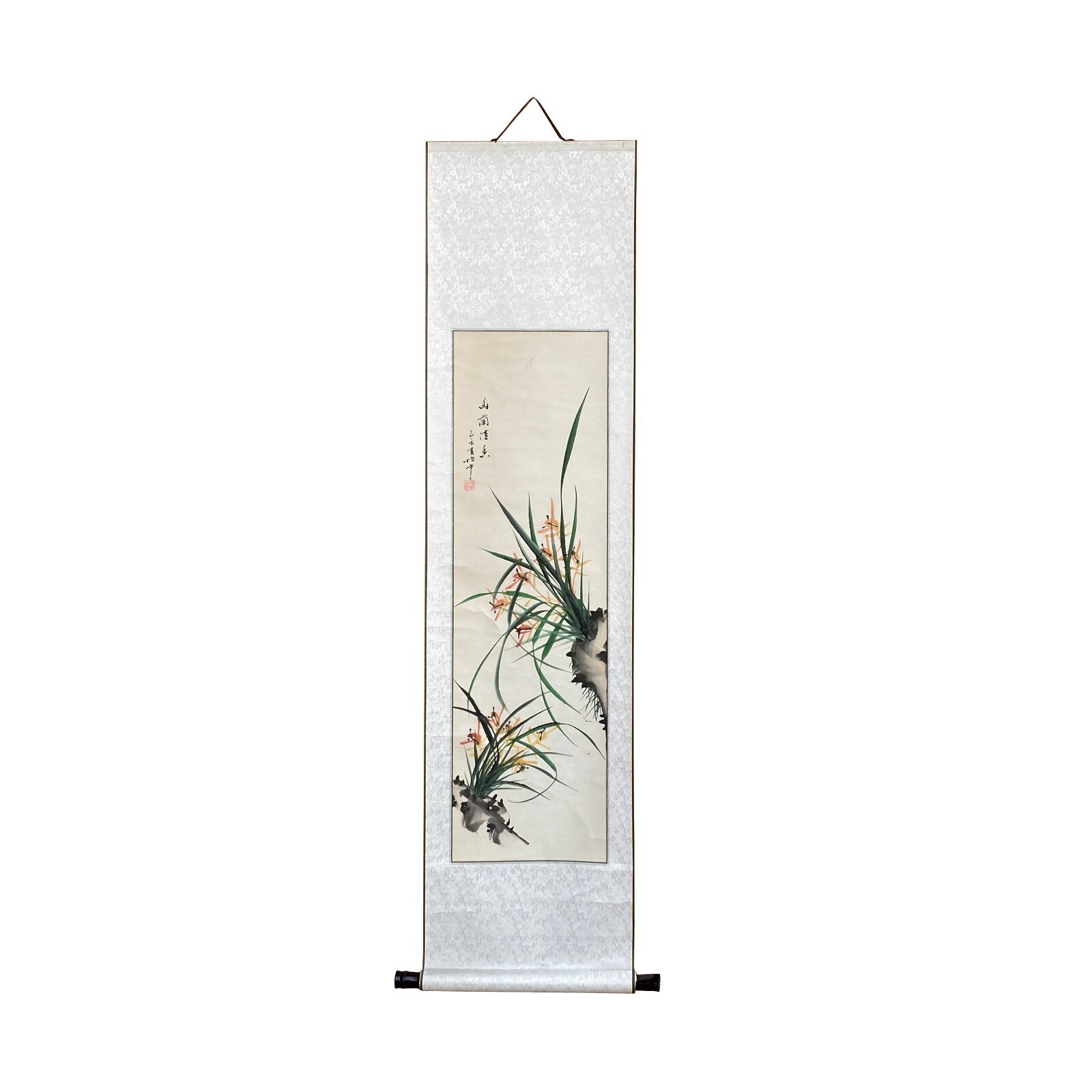 Chinese Color Ink Green Leaves Flower Scroll Painting Wall Art ws2237S Chinese Color Ink Green Leaves Flower Scroll Painting Wall Art ws2237S