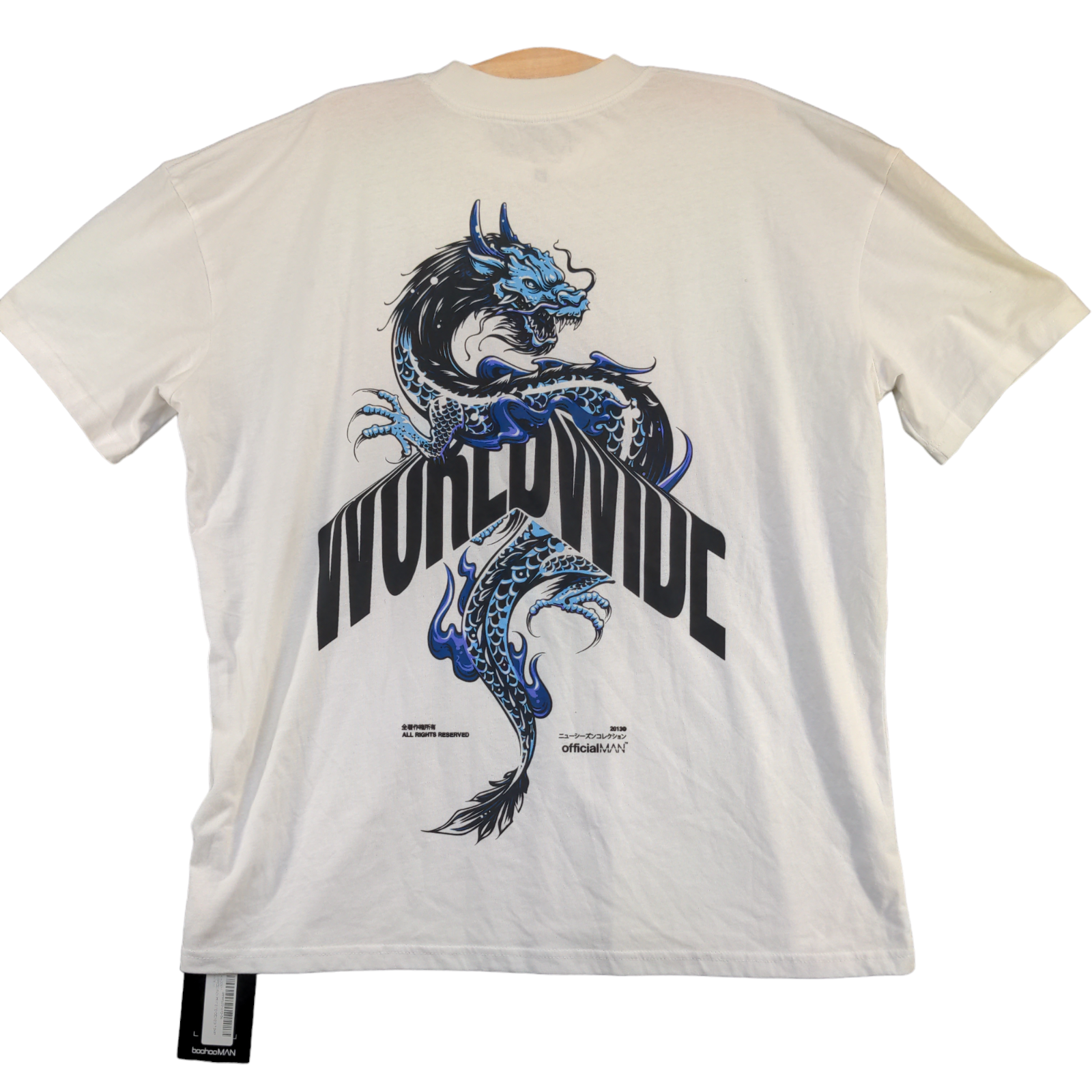 MAN BoohooMAN Worldwide Dragon Graphic T-Shirt White Medium Short Sleeve  W/Tags | eBay