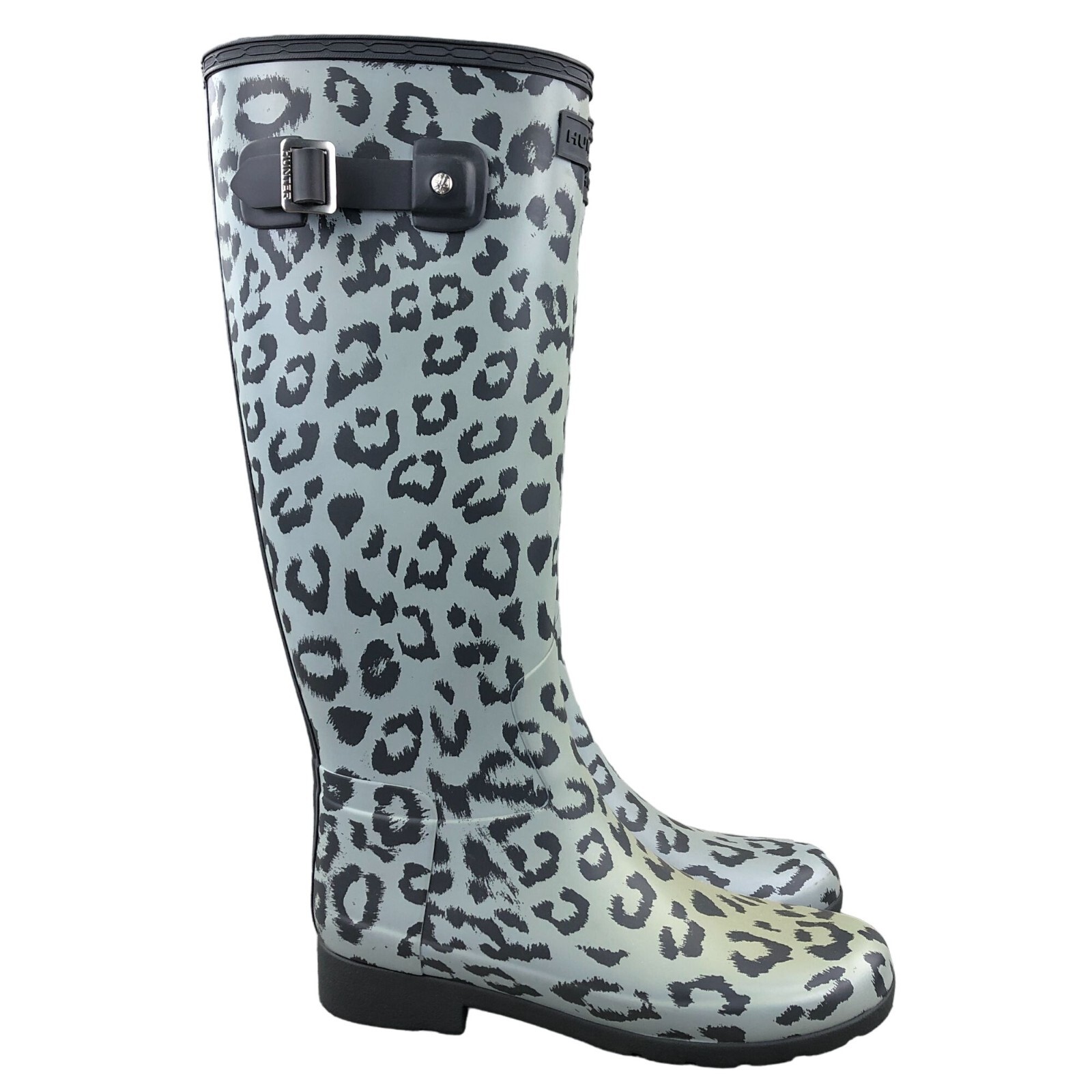 Hunter Women's Size 7** Original Refined Grey Leopard Print