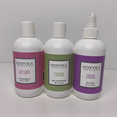 Estetica Designs Wig Shampoo Cleanse  Conditioner Nourish & Wig Spray Shape 8oz