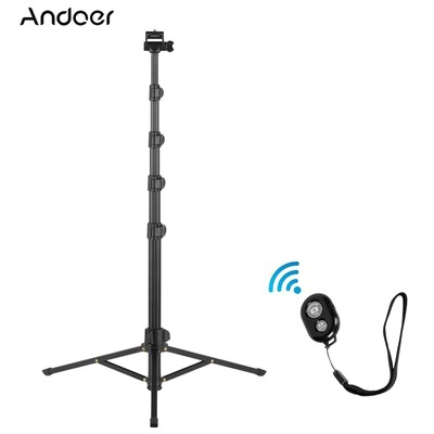 Andoer 66'' Selfie Stick Tripod Phone Stand Remote Shutter Vlogging Record Q6U3