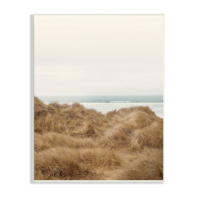 Stupell Tall Grass Field Beach Waves Sun Bleached Sky Wood