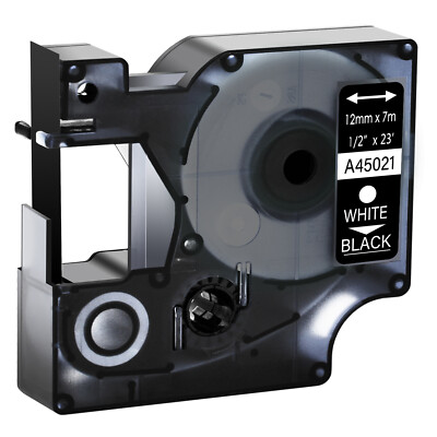 1PK White on Black Label Tape 1/2'' For DYMO D1 45021 LabelManager 160 450 23ft