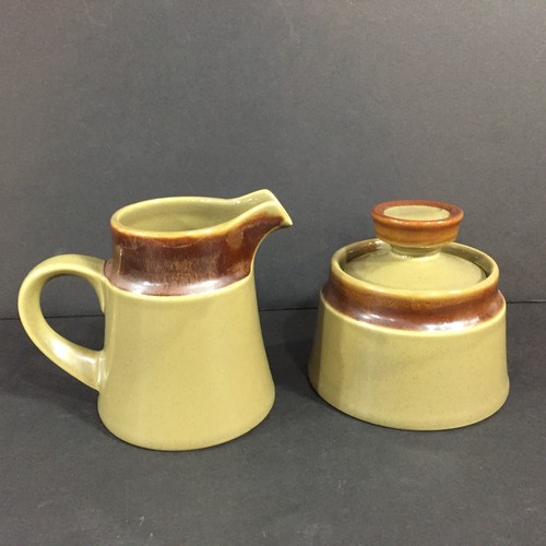 Vintage Mid Century Noritake Primastone Sea Mist Creamer Sugar Set Green 8310