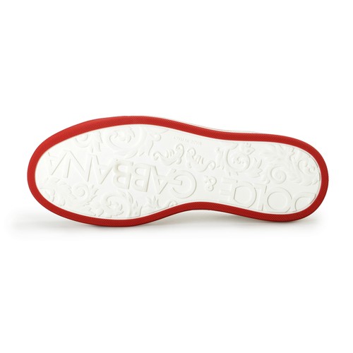 Pre-owned Dolce & Gabbana Men's "u_roma" 100% Leather Low Top Sneakers Shoes In White/red