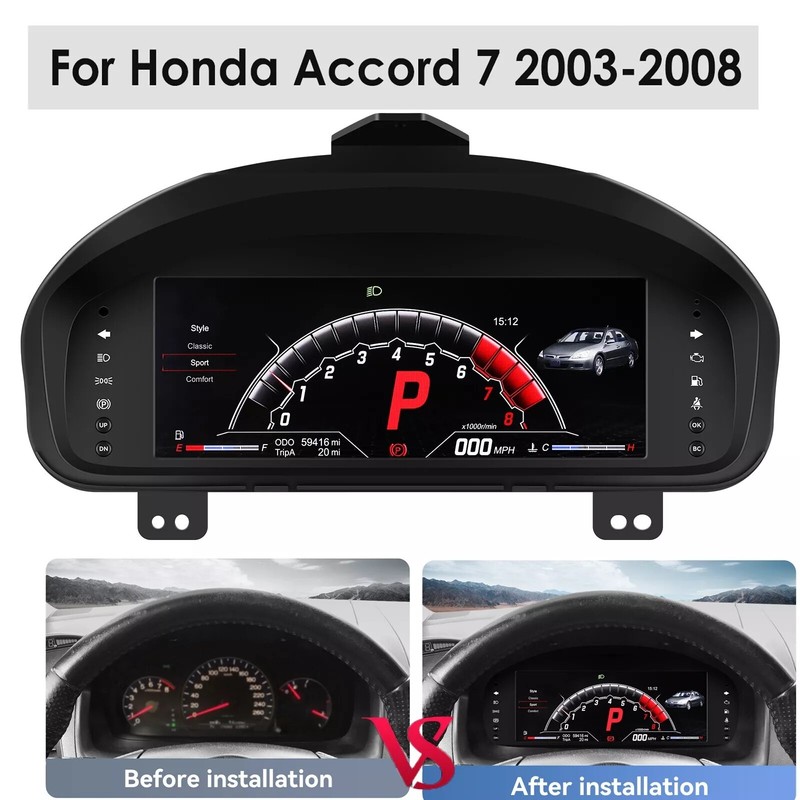 Digital Instrument Cluster Speedometer For Honda Accord 03-07 Dashboard Panel