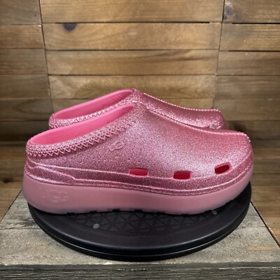 UGG Tasman Womens 7.5 Big Kids Sz 6 Sport Loafers Pink Glitter Slip On Platform