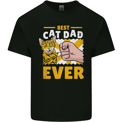 Best Cat Dad Ever Funny Fathers Day Mens Cotton T-Shirt Tee Top