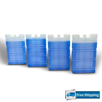Reusable Ice Packs 4 Pack 10'' Extra Large Blue Cooler Gel Bricks Freezer 