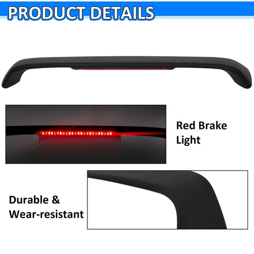 For 96-00 Honda Civic 2DR 4DR Primer Blk Trunk Spoiler Wing LED Brake Light Lamp