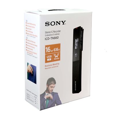 Sony TX660 Digital Stereo IC Voice Recorder 16 GB Built-In Sony TX660 Digital Stereo IC Voice Recorder 16 GB Built-In