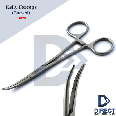 Kelly Hemostat Locking Forceps Curved Straight 14cm Surgical Clamps Dissection