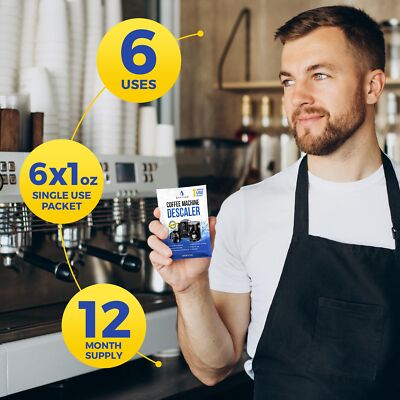 Descaling Powder Solution (6-Uses) Coffee Machine Descaler Cleaner