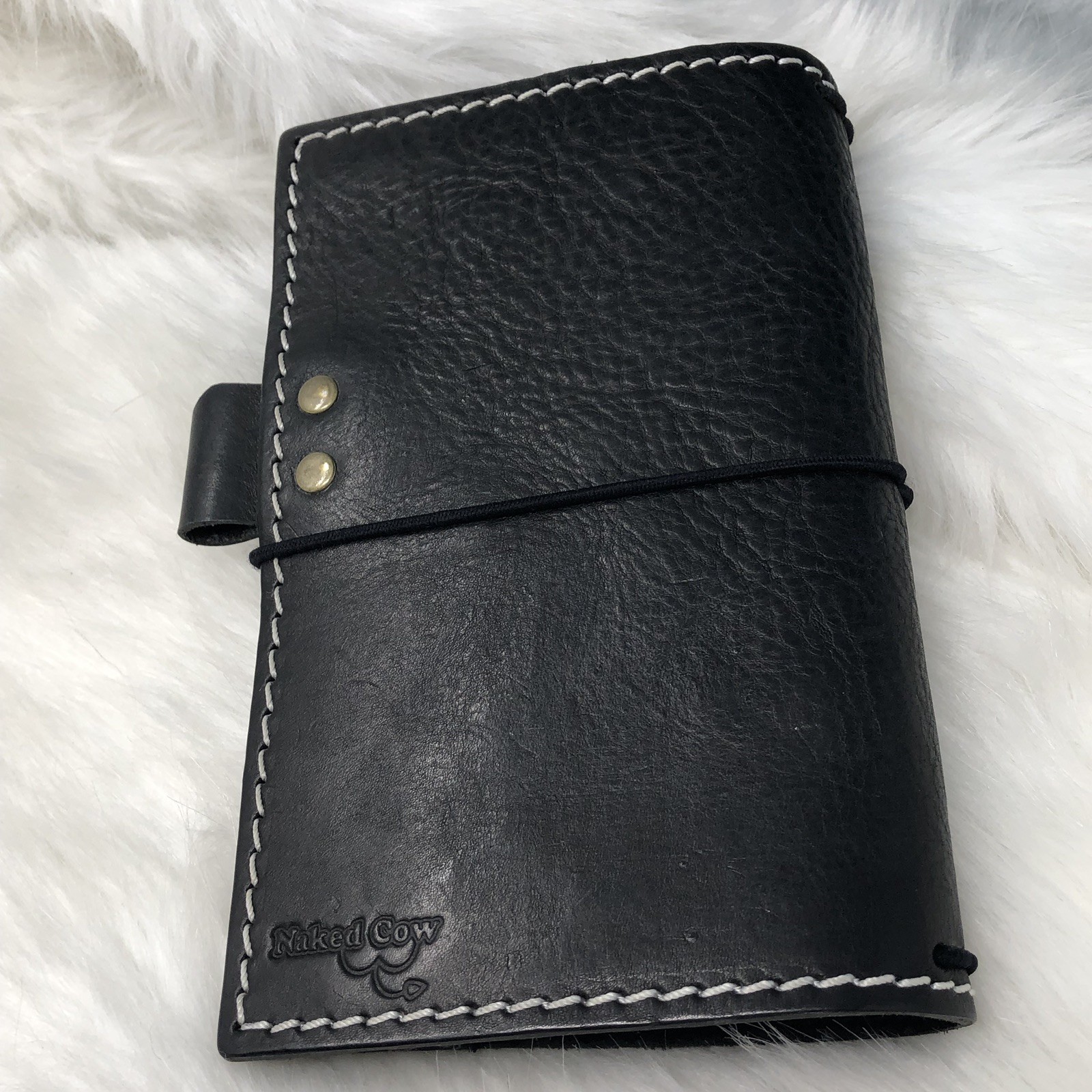 Journals By Joey Handmade Notebook CoverBlack Pebbled Leather Planner Naked Cow