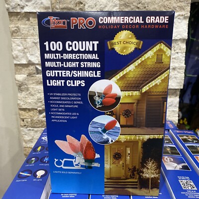 Titan Pro 100 CT  Commercial Grade Multi Directional Light String Clips Hangers