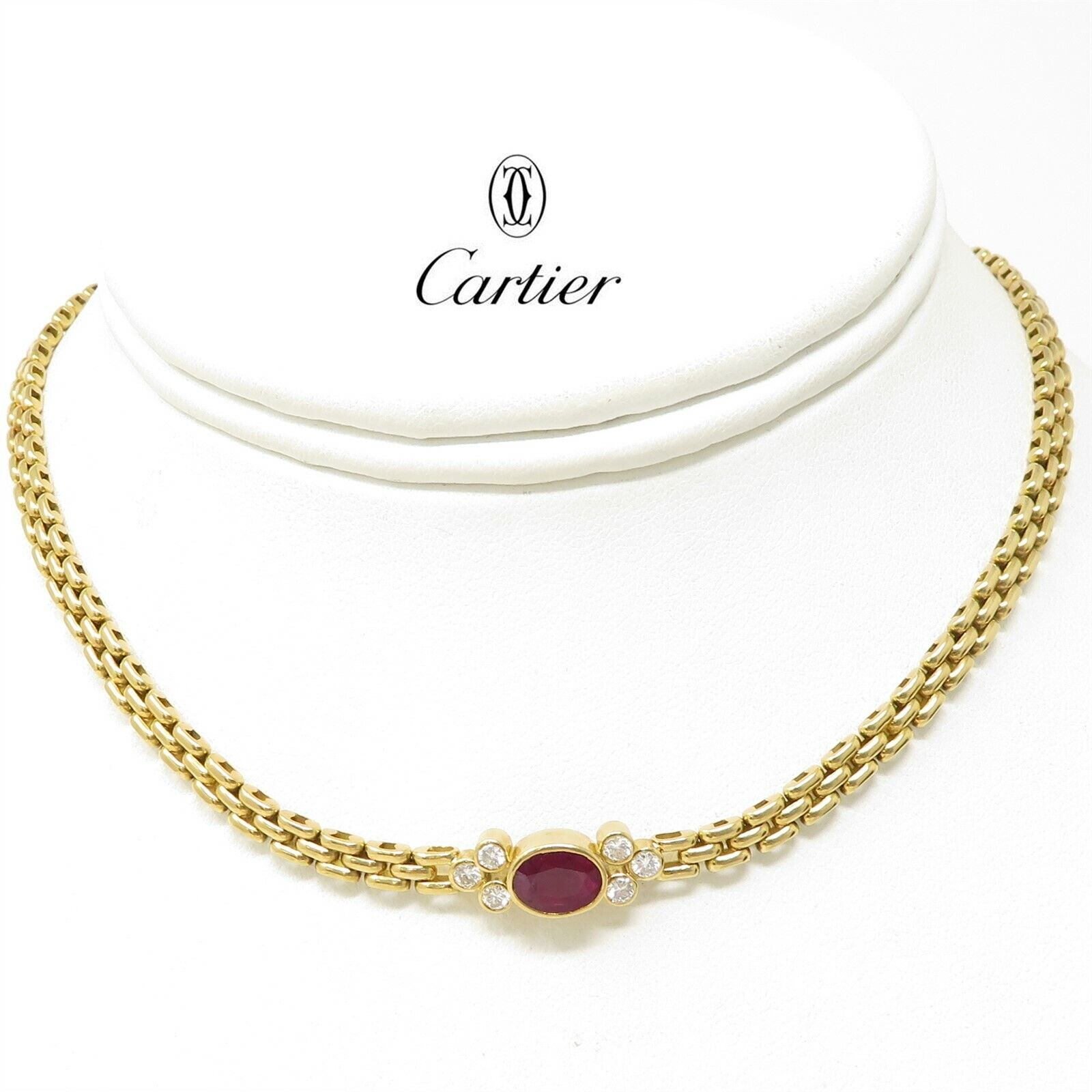 NYJEWEL Cartier 18k Yellow Gold Ruby Diamond Collar Choker NYJEWEL Cartier 18k Yellow Gold Ruby Diamond Collar Choker