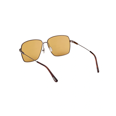 Pre-owned Tom Ford Sunglasses Men Silver Brown Crystal Yellow Square Ft0994 08e Pierre-02