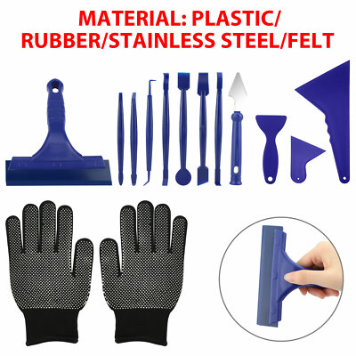 13PCS Car Window Tint Wrap Film Vinyl Cutting Gloves Squeegee Scraper Tools Kit