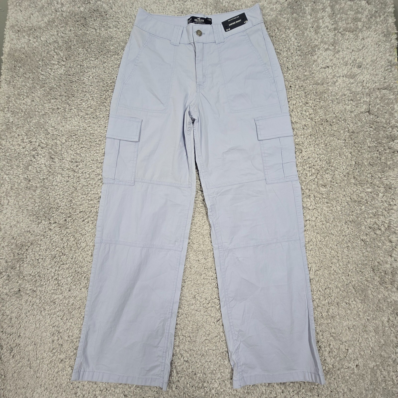 Hollister Womens Light Blue Cargo Pants High Rise Baggy Size 27R Y2K Utility