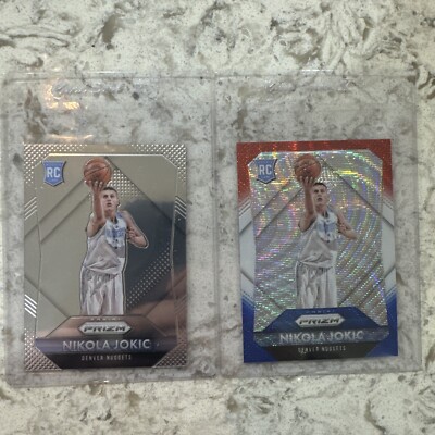 2015 Panini Prizm Nikola Jokic Red White And Blue + Base Prizm #335. (2)