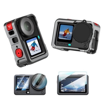 Cage für DJI Osmo Action 6 Kamerakäfig Aluminium Displayschutz Glas Set BRDRC