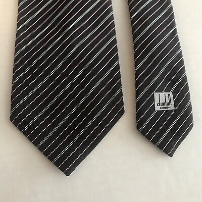 NWOT  Dunhill London Made in England Black Woven Hobnail Handmade 100% Silk Tie