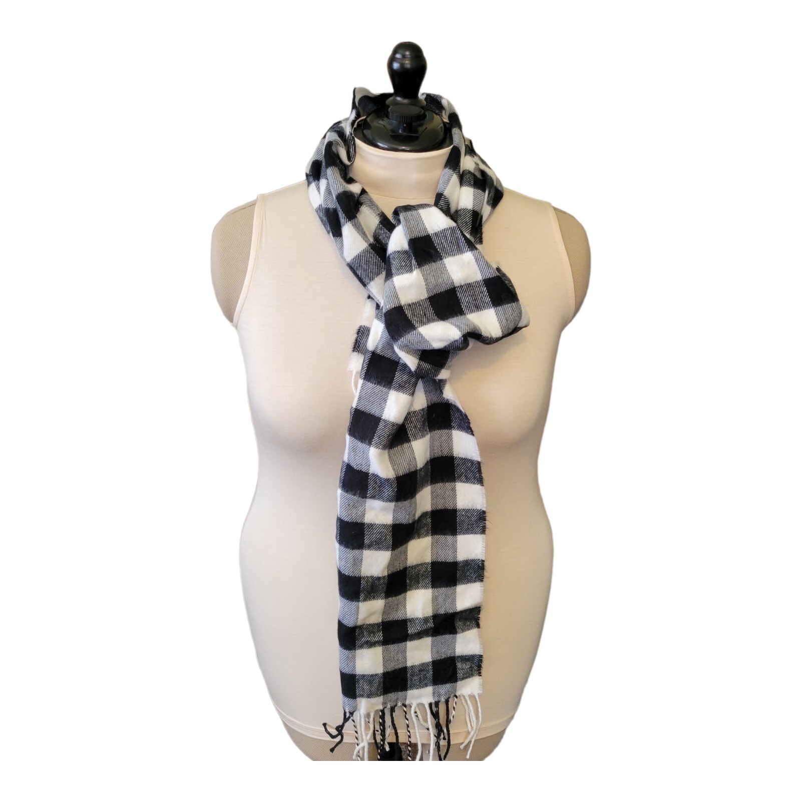 Black and on sale white plaid scarf
