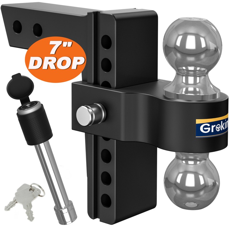 Fit 2" Receiver Adjustable Trailer Tow Hitch Ball Mount 5"/7" Drop Rise 12500lbs