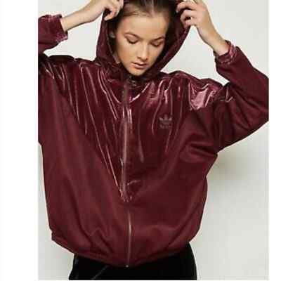 Adidas Originals Womens Sz S Velvet Vibes Hooded Track Jacket Full Zip