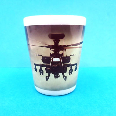 Vintage BOEING AH-64 APACHE ATTACK HELICOPTER CERAMIC SHOTGLASS -SUPER RARE!!!