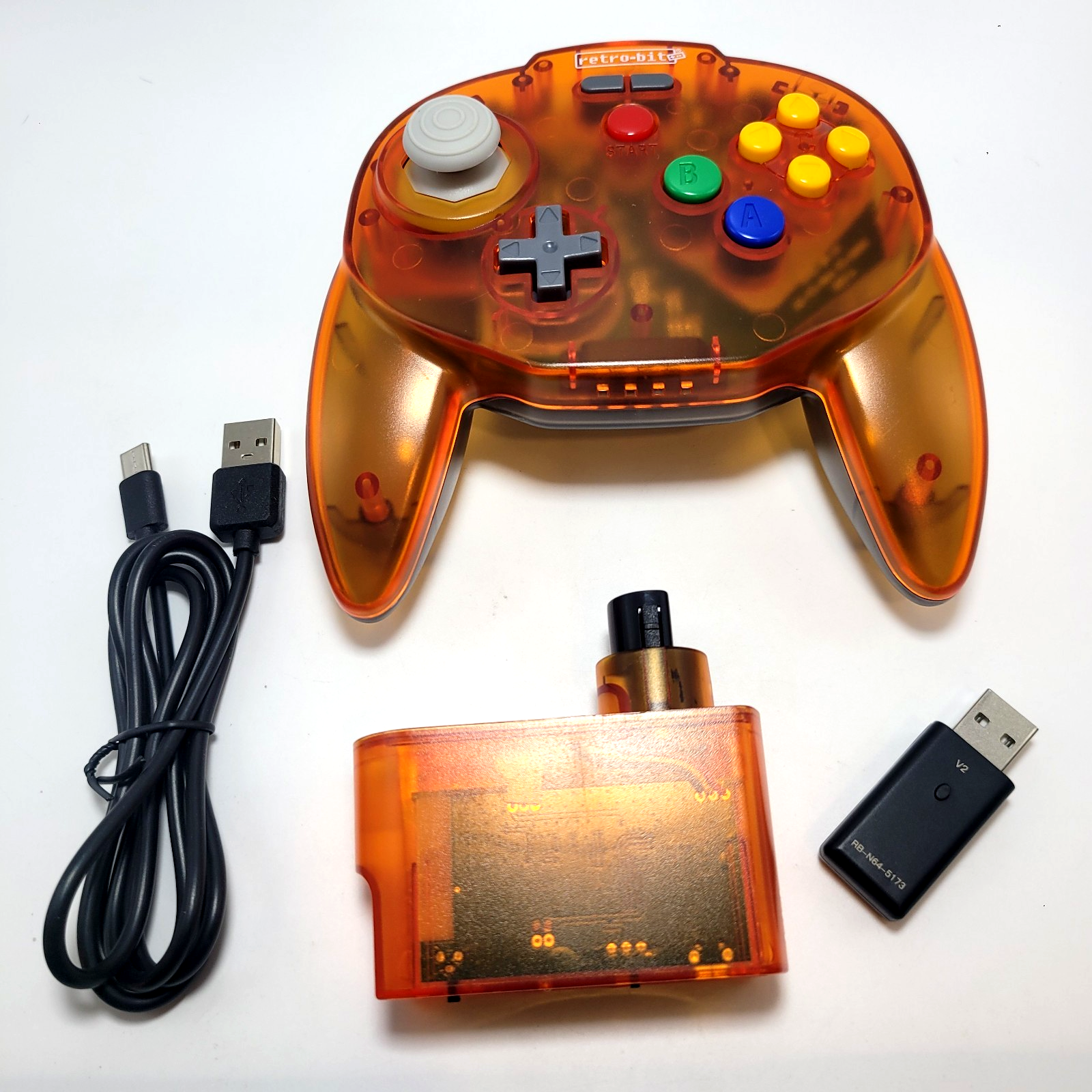 Tribute64 2.4GHz Wireless Controller for N64, Switch, and USB - Clear Orange NIB