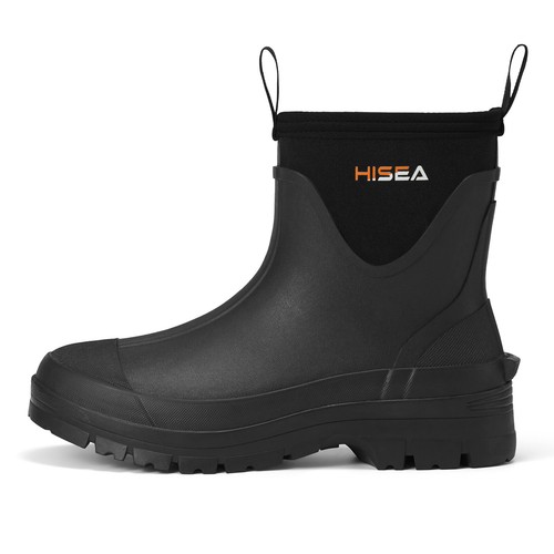 HISEA Men Neoprene Rubber Chelsea Rain Boots Waterproof Warm Mud Cold/Snow Boot