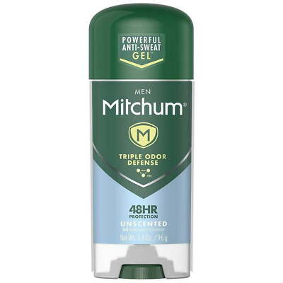 Mitchum Men Gel Anti-Perspirant & Deodorant Triple Odor Defense Unscented 3.4 Oz