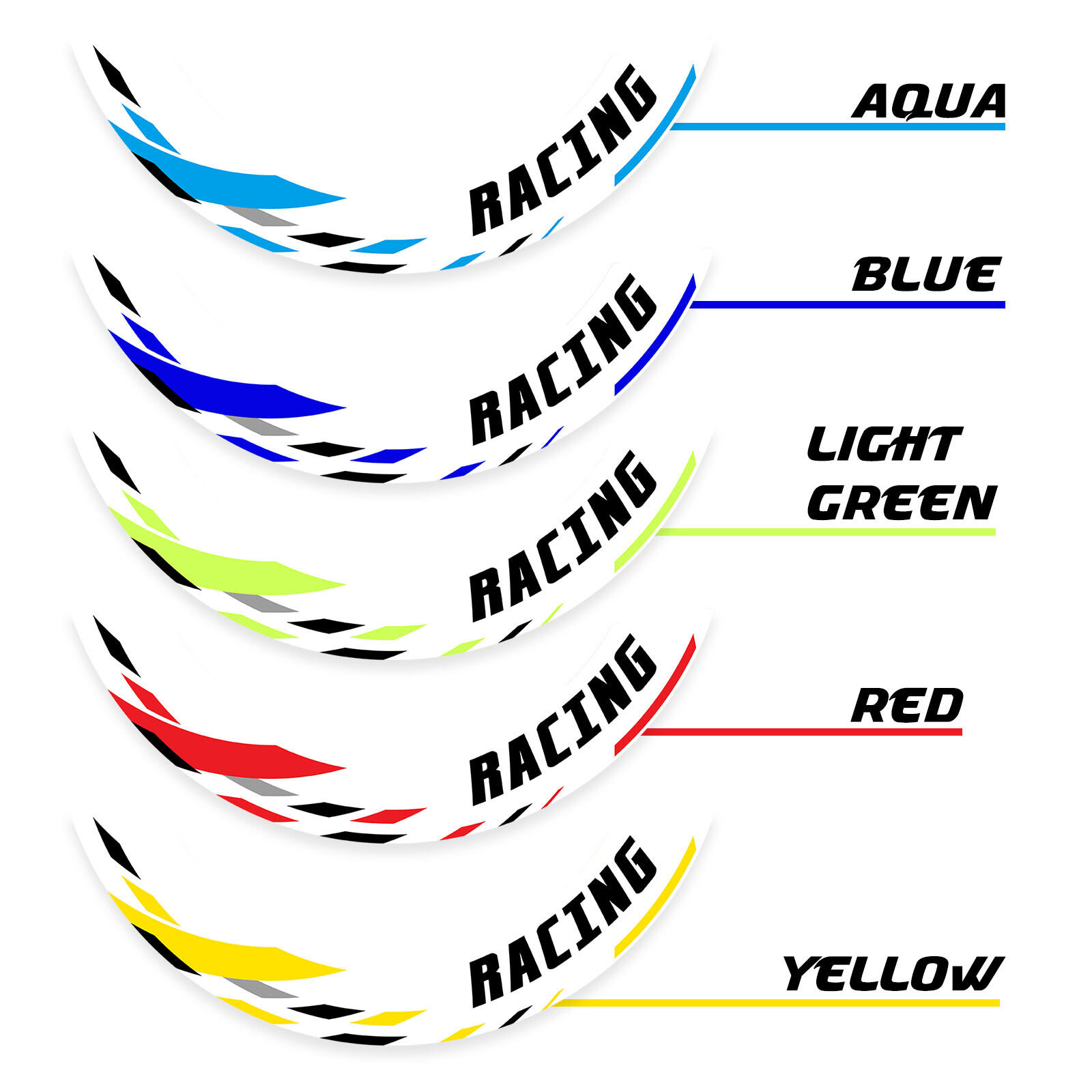 J02W 5 Color Rim Decals Wheel Stickers Fit Z400 19 20 21 22