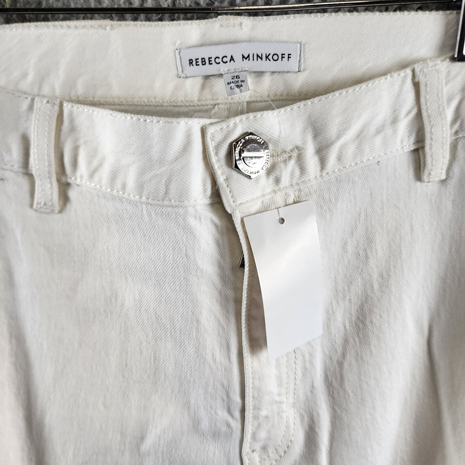 Rebecca Minkoff Relaxed Cargo Pants Women's 26 Alabaster Button Zip Closure - Picture 5 of 16