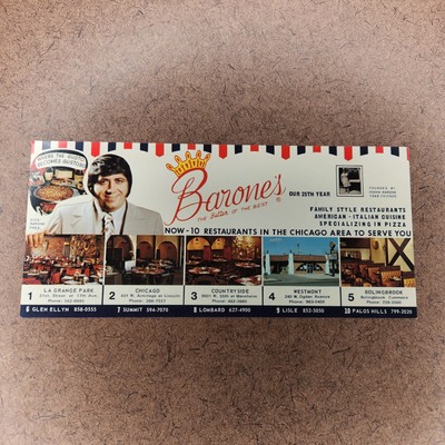 Vintage 60's 1948 Barone's Restaurant Chicago IL Multi View Panoramic Postcard
