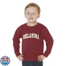 Little King NCAA Toddler Boys and Girls Crewneck Sweatshirt With Tackle Twill Letters-Team Colors-Oklahoma-Crimson-4T