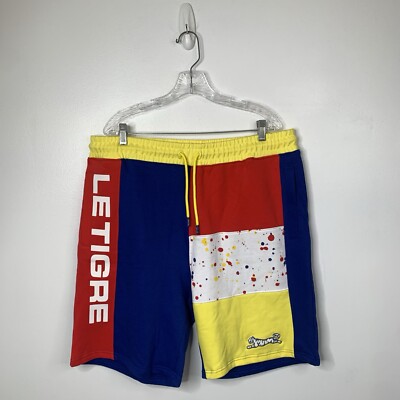 NWT Le Tigre Color Block Fleece Lined Sweat Shorts Mens XXL