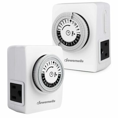 DEWENWILS 2 Pack Indoor Plug in Light Timer 24-Hour Mechanical Outlet Timer