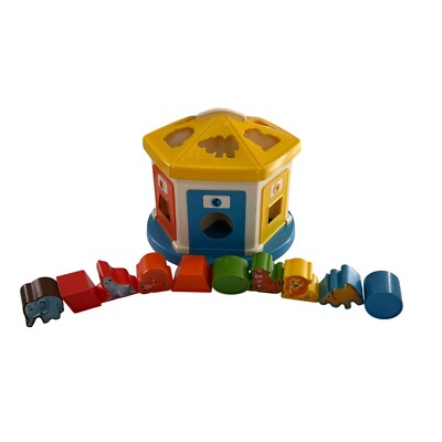 Vtg Chicco Shape Sorter Toy Animal Blocks Geometric Shapes Made In Italy No Key