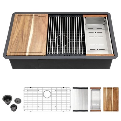 Buy Couoko Black Undermount Kitchen Sink 33 Inch Stainless Steel Workstation